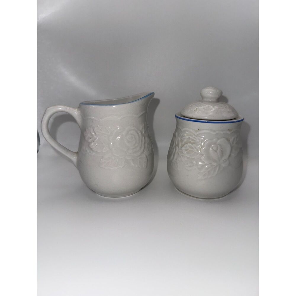 Vintage Tabletops Unlimited Victorian Rose Creamer & Sugar Bowl Set